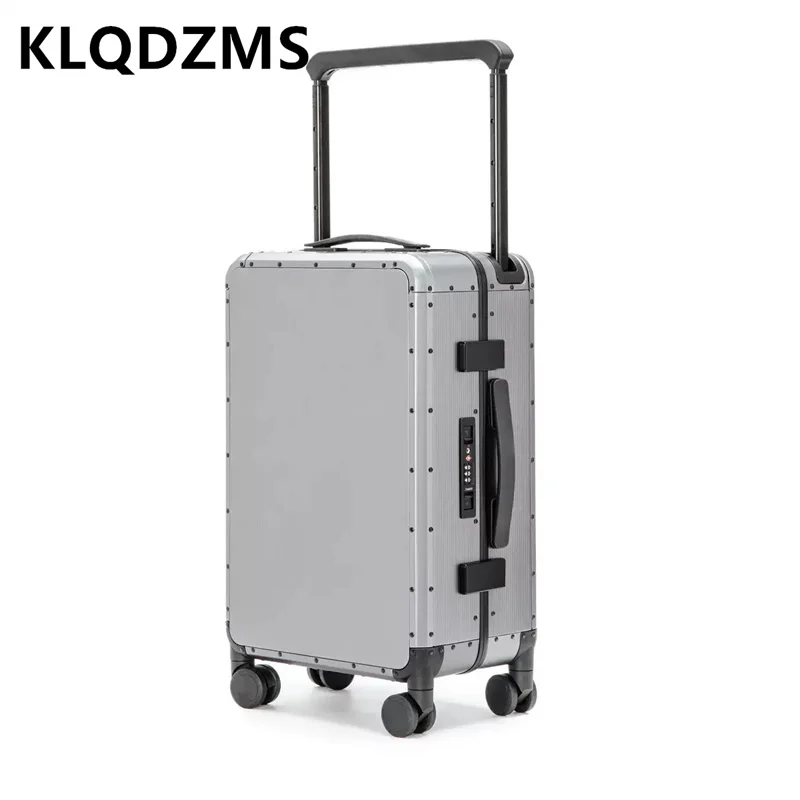 

KLQDZMS New All Aluminum Magnesium Alloy Luggage For Men 20 Inch Portable Boarding Wide Pull Rod Travel Password Suitcase