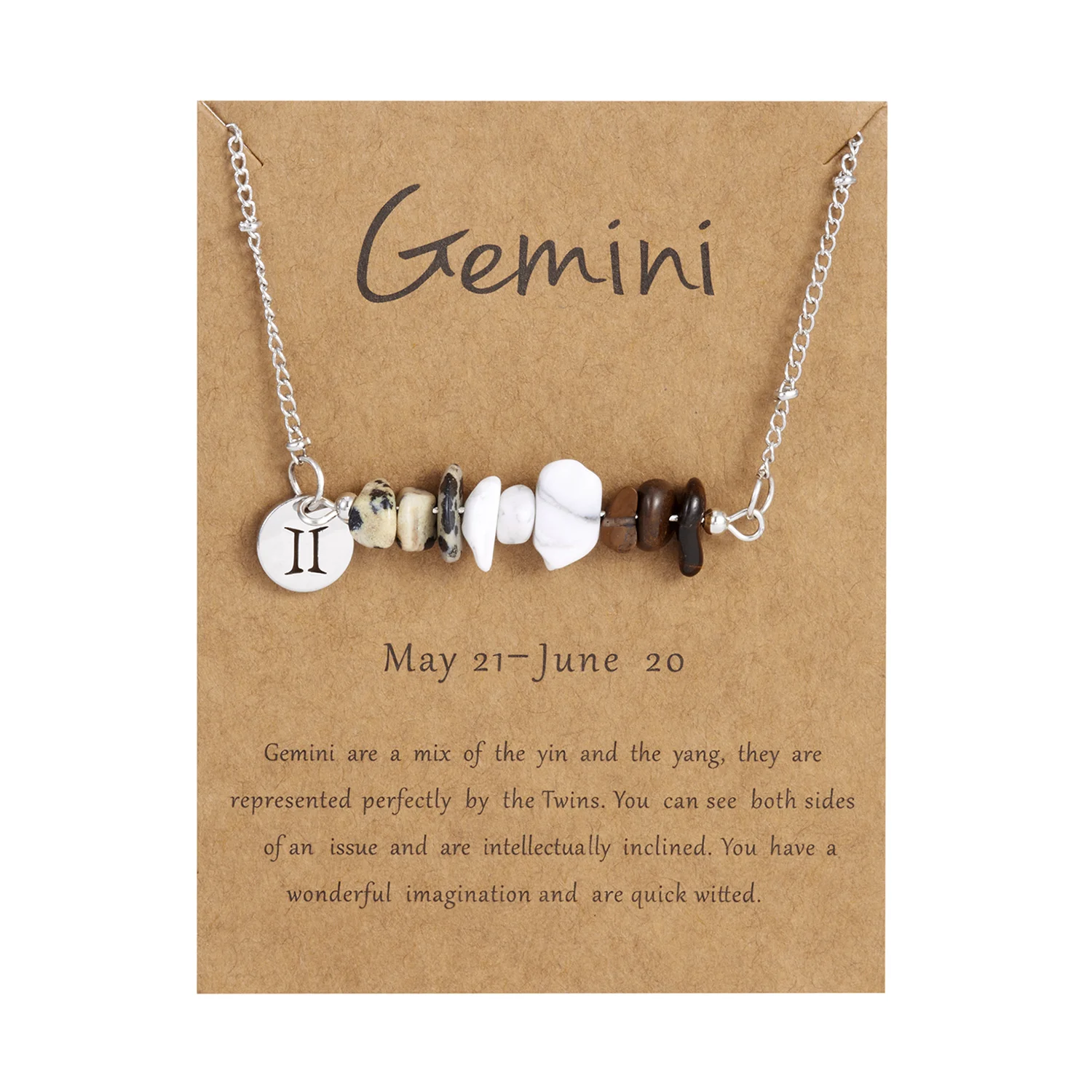 Wassermann-Sternzeichen-Halskette für Damen und Herren, natürliche Kristallsplitter, Edelsteine, Edelstahlkette, Horoskopkarte, Schmuck, Geburtstagsgeschenk – Detail 11