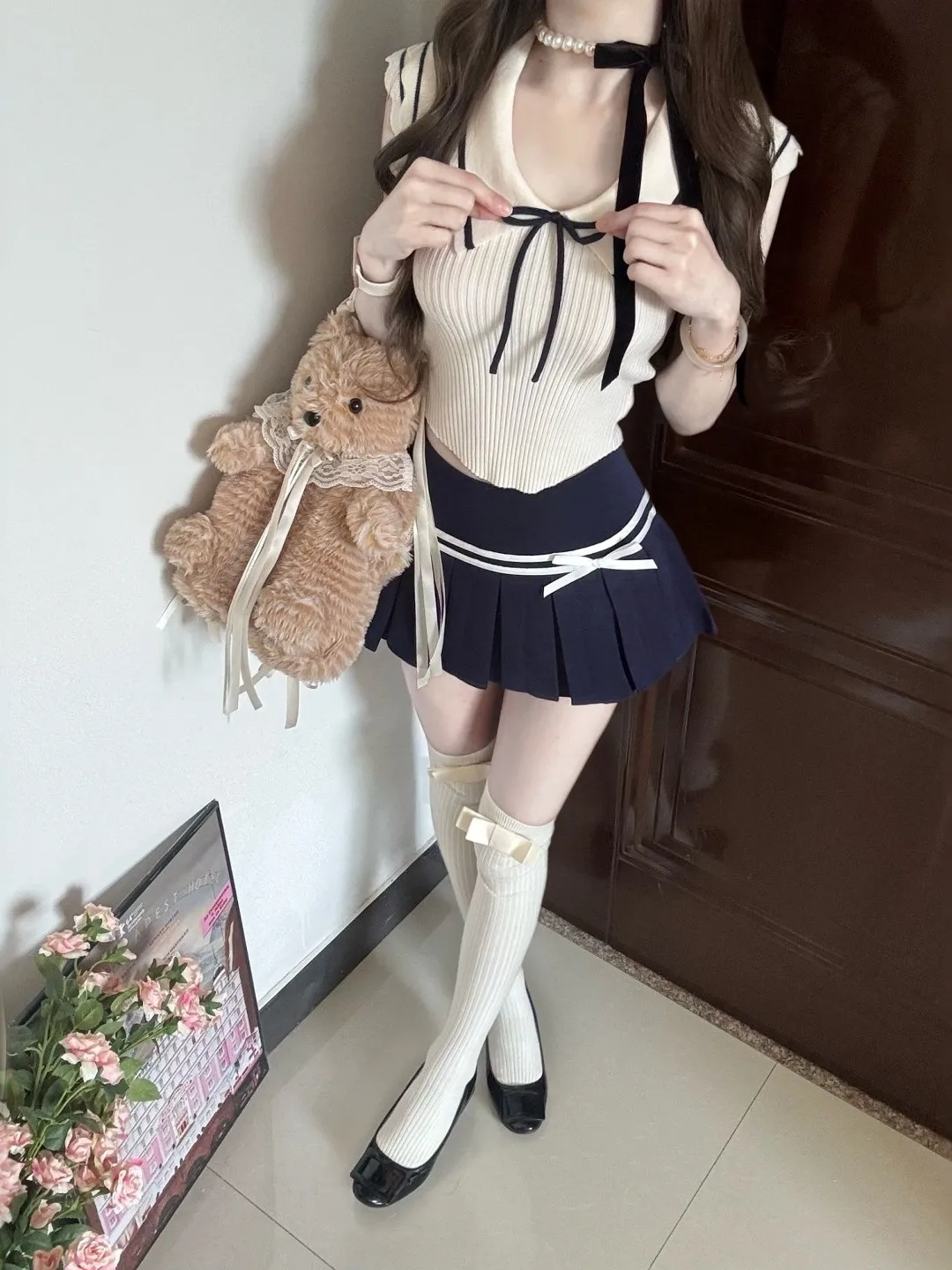 

Korean Style Unique Knitted Top And Skirt Two-Piece Set Comfortable Breathable Spring Summer Fashion Outfit for Women