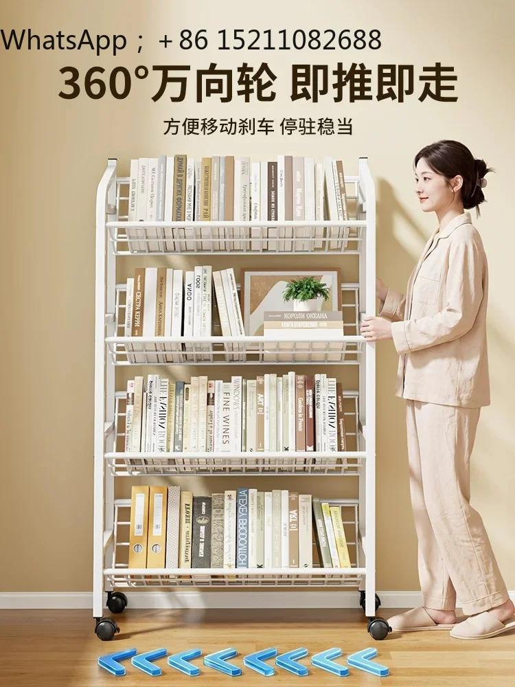 LLY wrought iron magazine newspaper rack mobile rack living room storage against the wall multi-layer simple book display rack
