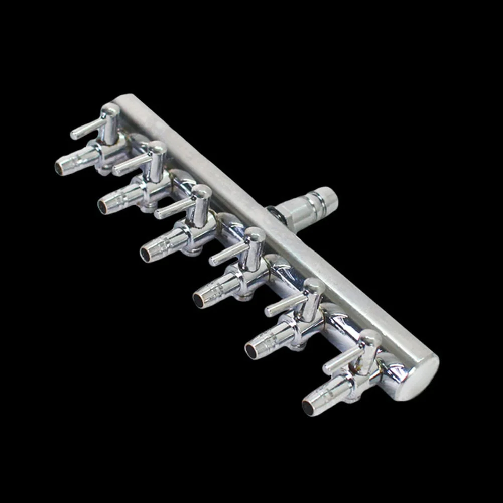 

6 Heads Oxygen Tube Distributor Stainless Steel Air Connector For Aquarium Fish Tank Straight Valve Airline Extension