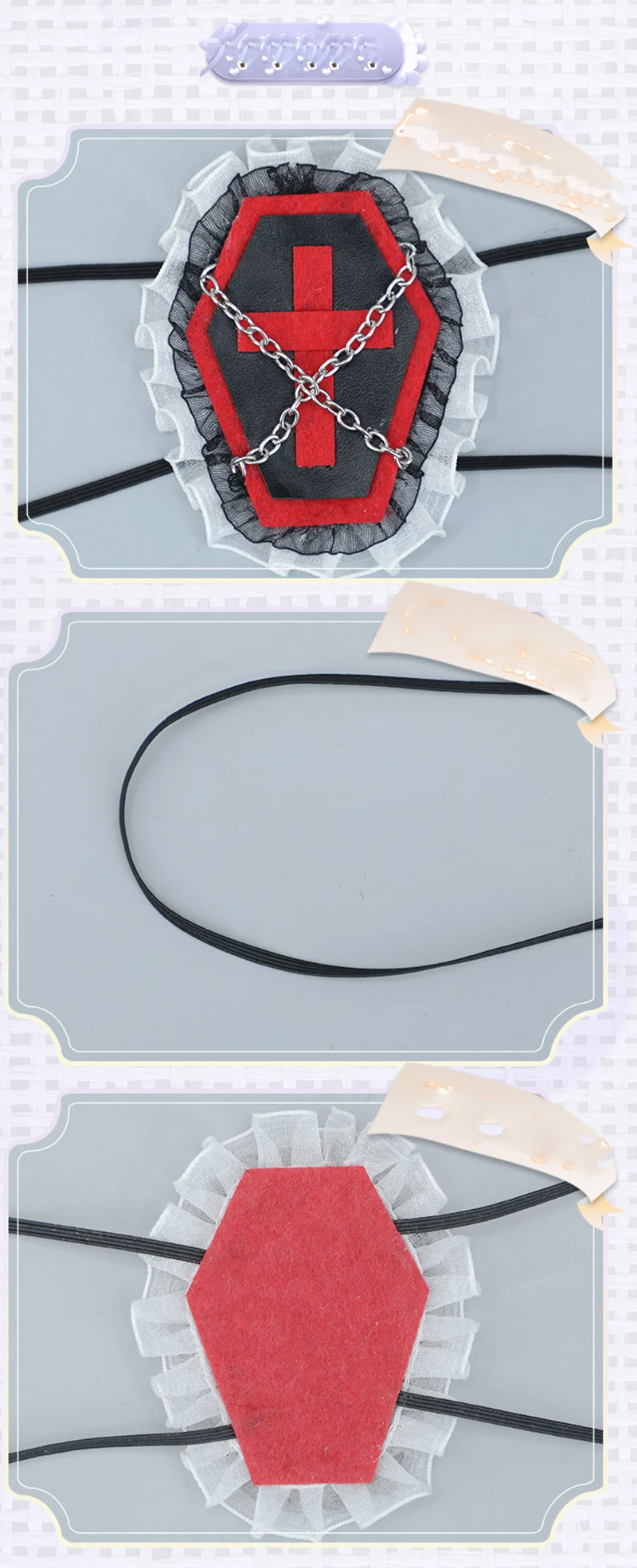 Lolita Gothic One Eye Maske Cosplay Anime Halloween Party Kostüme Prop Kostüm Weihnachten Dame Mädchen Herz Brillen Weihnachten Geschenke – Detail 4