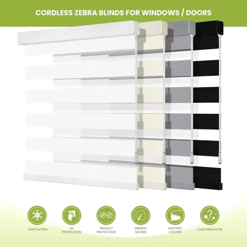 Cordless Blinds for Windows Easy Install with Free-Stop Lift System Day & Night Privacy Valance for Every Day Use