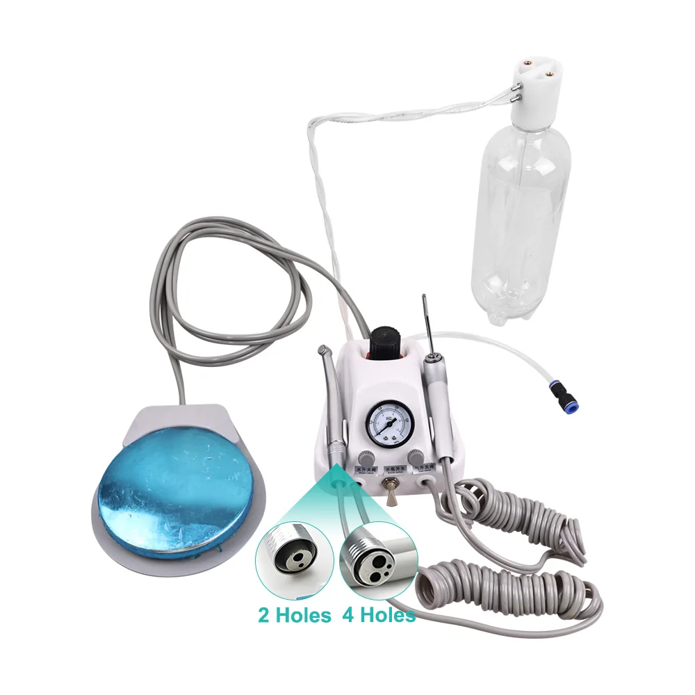 TT Portable Lab Turbine Unit Work with Air Compressor 3 Way Syringe 2/4 Holes Handpiece Tubes Teeth Whitening Dentistry Tools