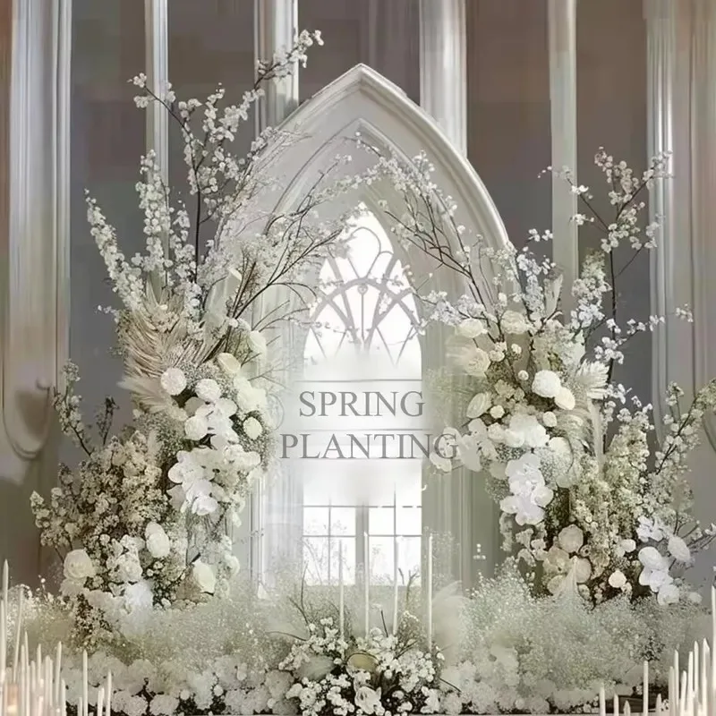 Wedding Props Castle with Lights Party Event Stage Wall Banquet Hall Wedding Castle Background