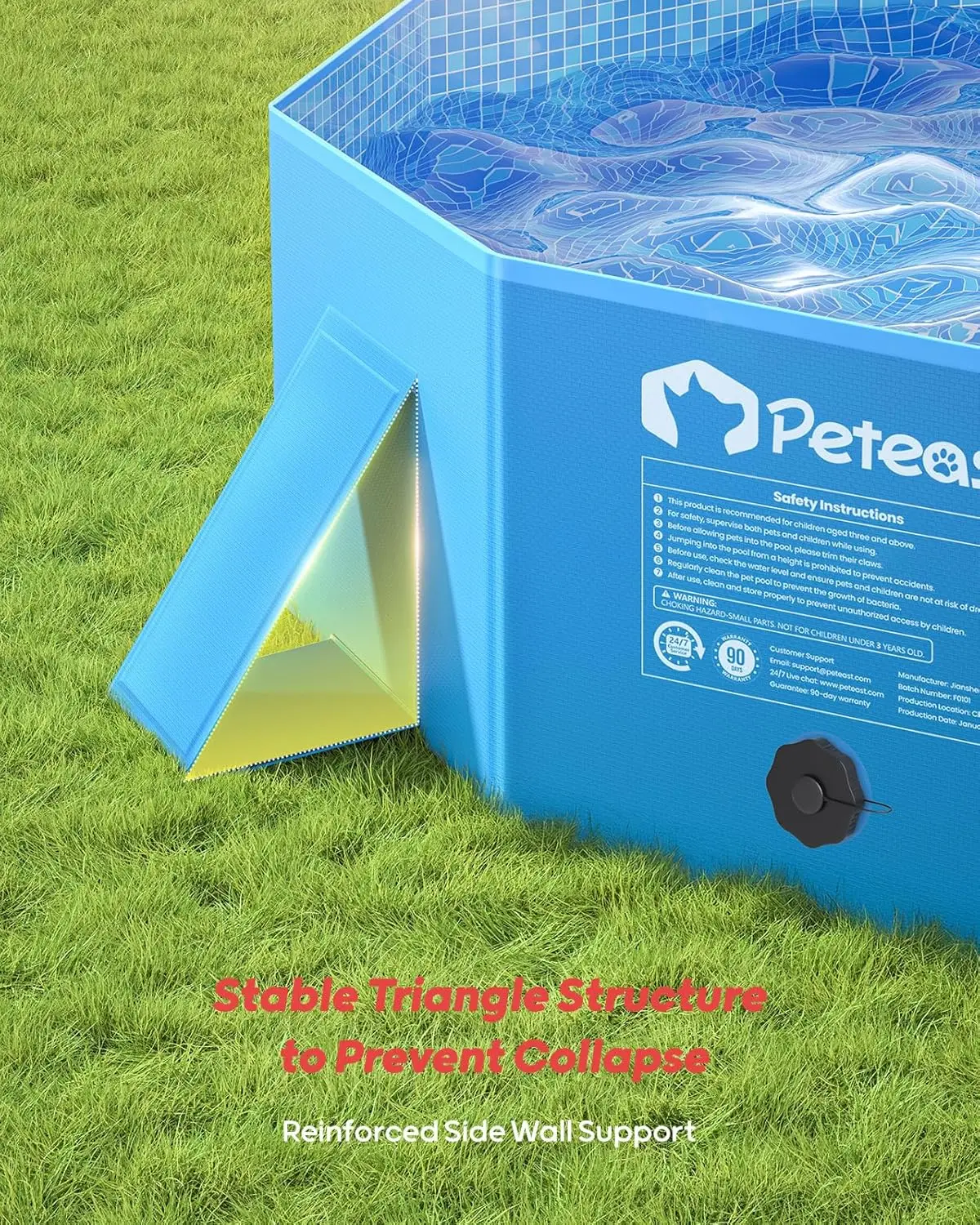 Foldable Dog Kiddie Pool with Stable Side Support, Hard Plastic Shell Portable Dog Pool, Collapsible Swimming Pools for Pet and Kids, 64 in view 2