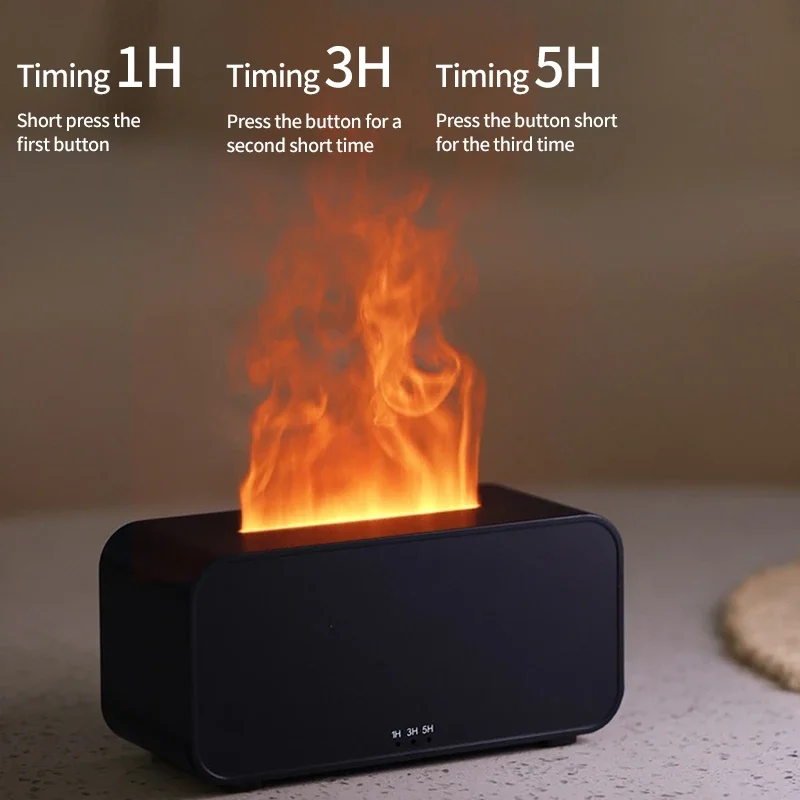 Colorful Flame Fireplace Aroma Diffuser for Home Bedroom Air Humidifier with Timer Remote Control Humidifier Creative Gift