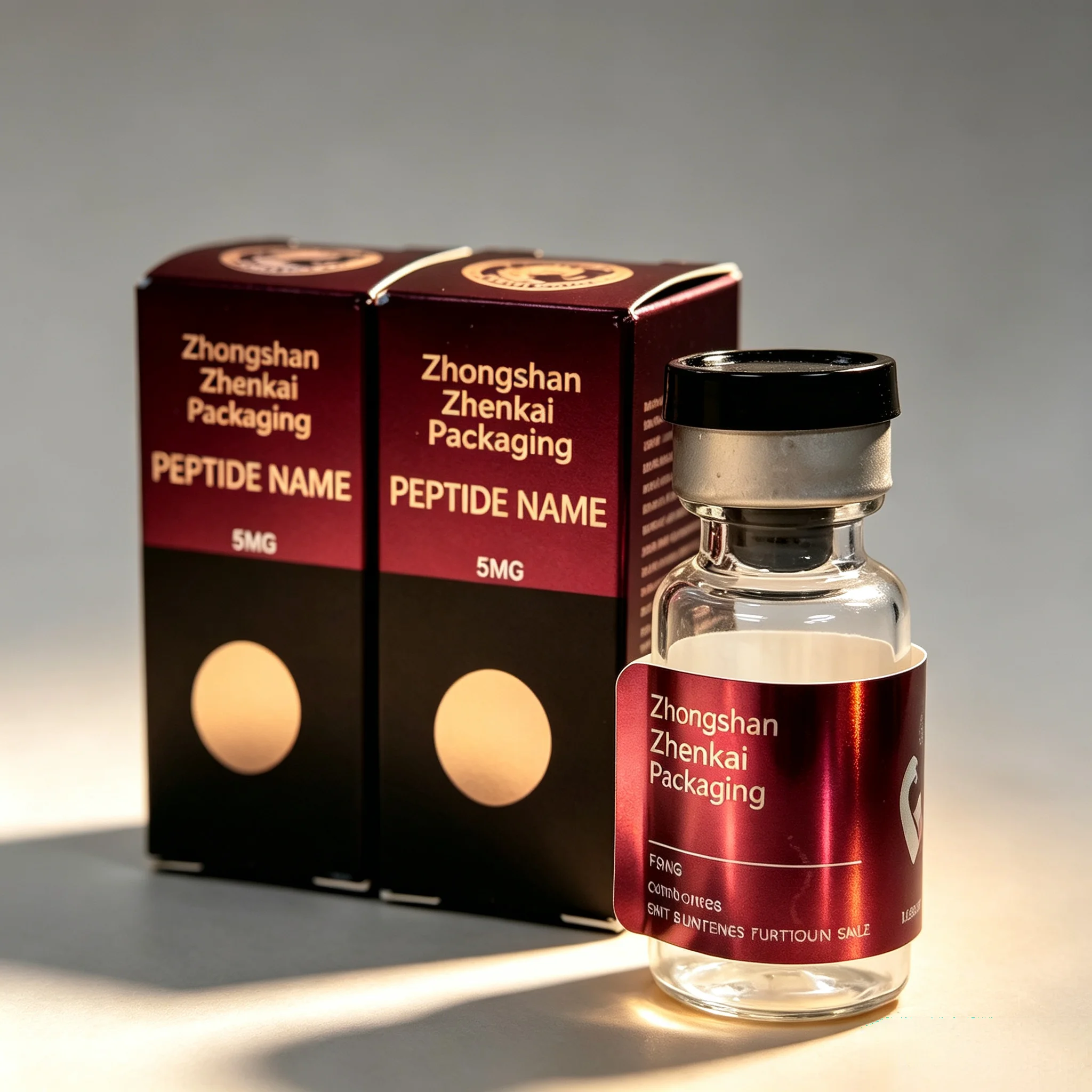 Custom Waterproof Printed Sticker Labels Matched Silver Hot‑Stamping Peptide Vial Boxes Suitable for 3ml 10ml Body Fitness Agent - view 6