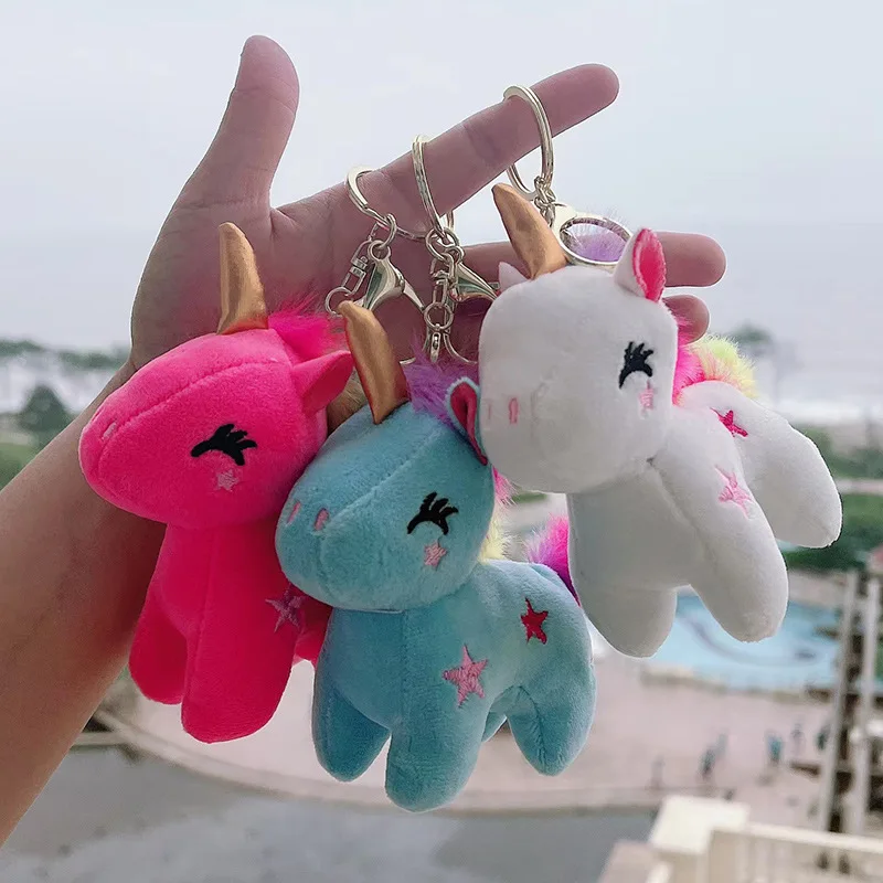 

13CM Colorful Unicorn Plush Keychain Small Cute Horse Soft Toy Car Keychain Learning Bag Accessory Brinquedos Infantil Menina