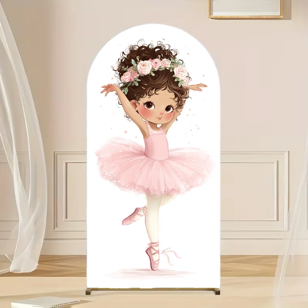 

Ballerina Theme Birthday Decoration Arch cover Backdrop Pink Ballet Shoes Girl Princess Party Decor Kids Birthday Background