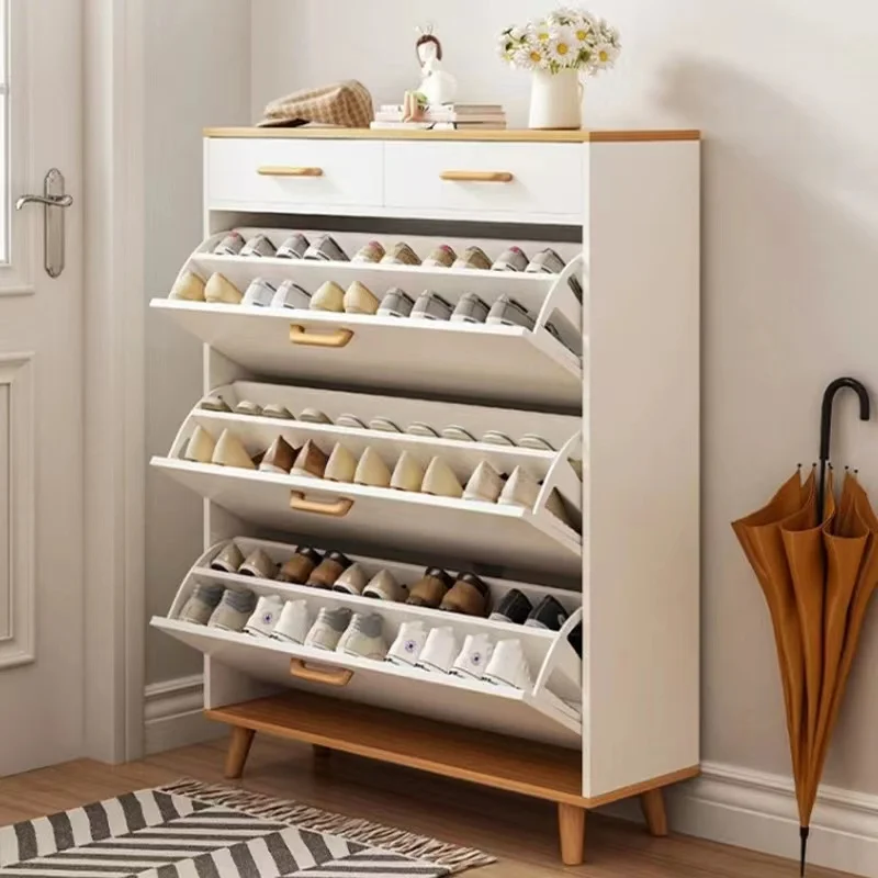 Tip bucket shoe cabinet household modern simple porch cabinet against the wall large capacity storage simple shoe rack