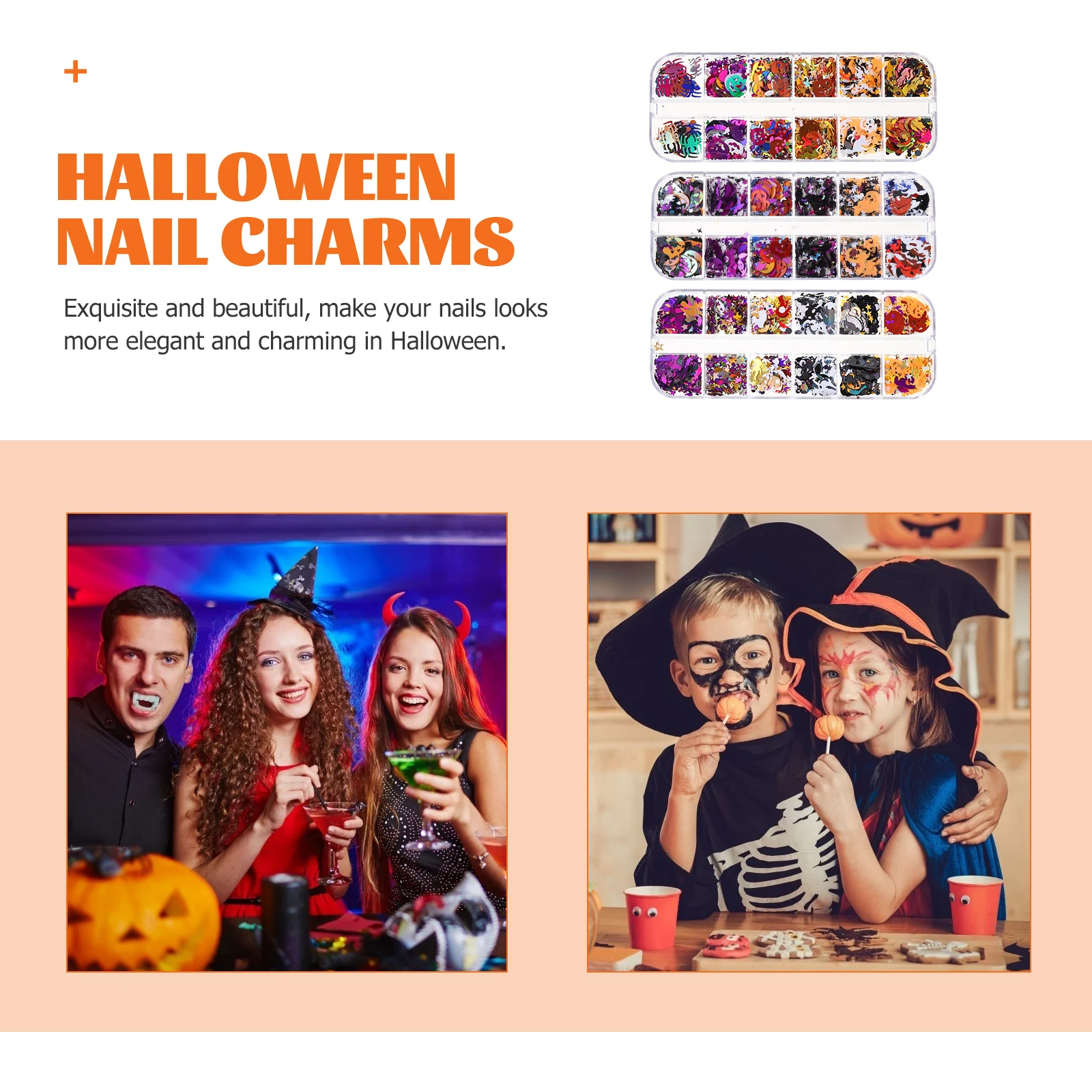 

3 Boxes Pumpkin Nail Patch Halloween Art Decorations Craft Glitter Sequins The Pet Glitters Accessories Manicure