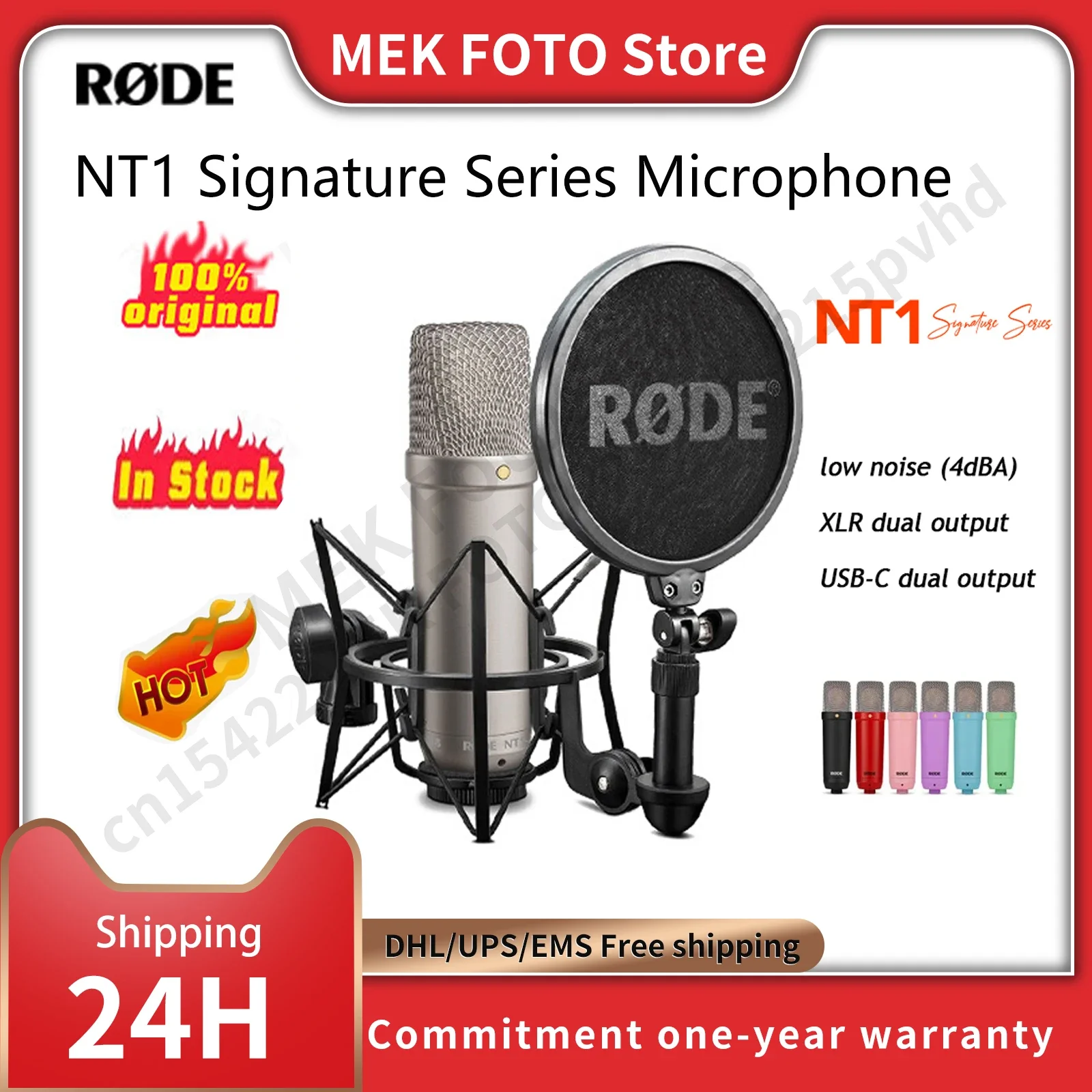 Rode NT1 Signature Series Microphone Upgraded Large Diaphragm Condenser Microphone for Vocal Recording, Dubbing, Live Broadcast