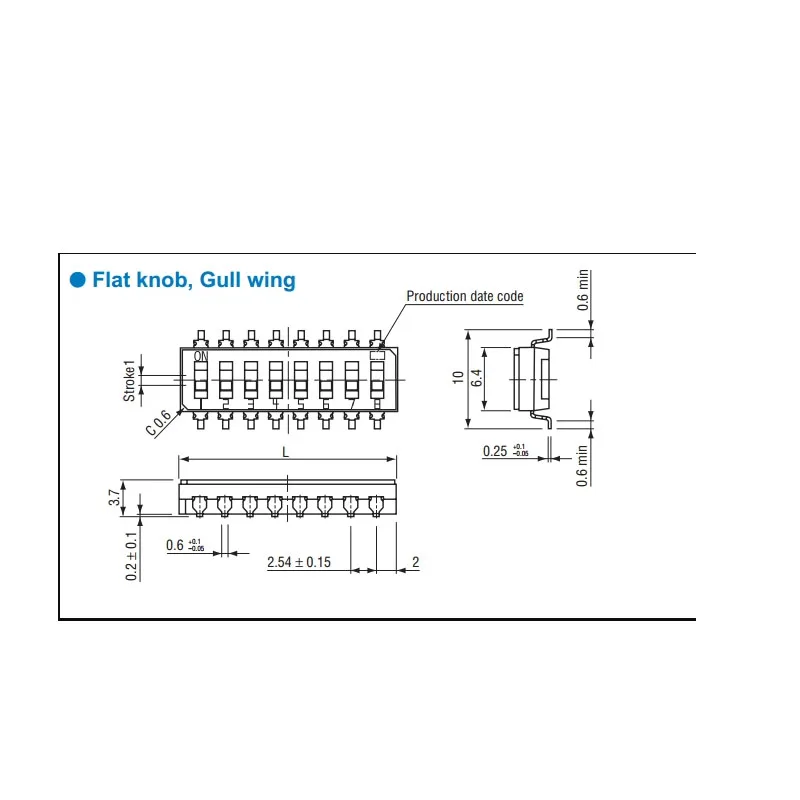ピアノ鍵盤タイプフラットダイヤル,4ポジション,SMD, 2.54ピッチ,CWS-0401TB,日本から輸入,バッチあたり2個