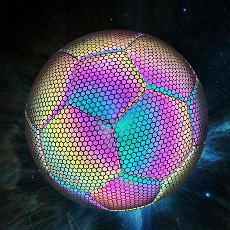 كرات كرة القدم العاكسة مقاس 4، 5، كرات كرة قدم عاكسة متوهجة للاستخدام الداخلي والخارجي، كرات كرة قدم للتدريب المدرسي #4