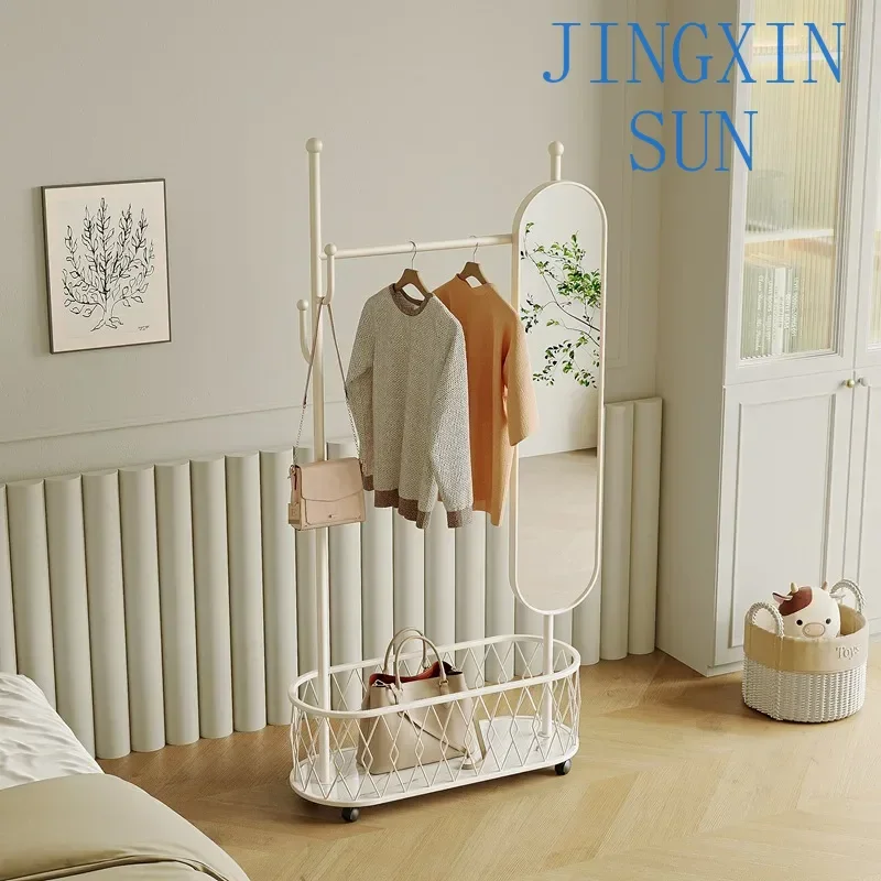 Light luxury Internet celebrity coat rack, full-length mirror integrated bedroom, home floor mirror, multi-functional rotatable