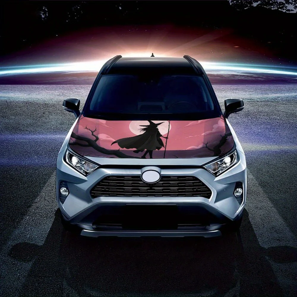 月光魔女車のボンネットステッカー、防水自己粘着、傷つきにくい、貼りやすい、耐久性のある車のPVCステッカー、車の装飾