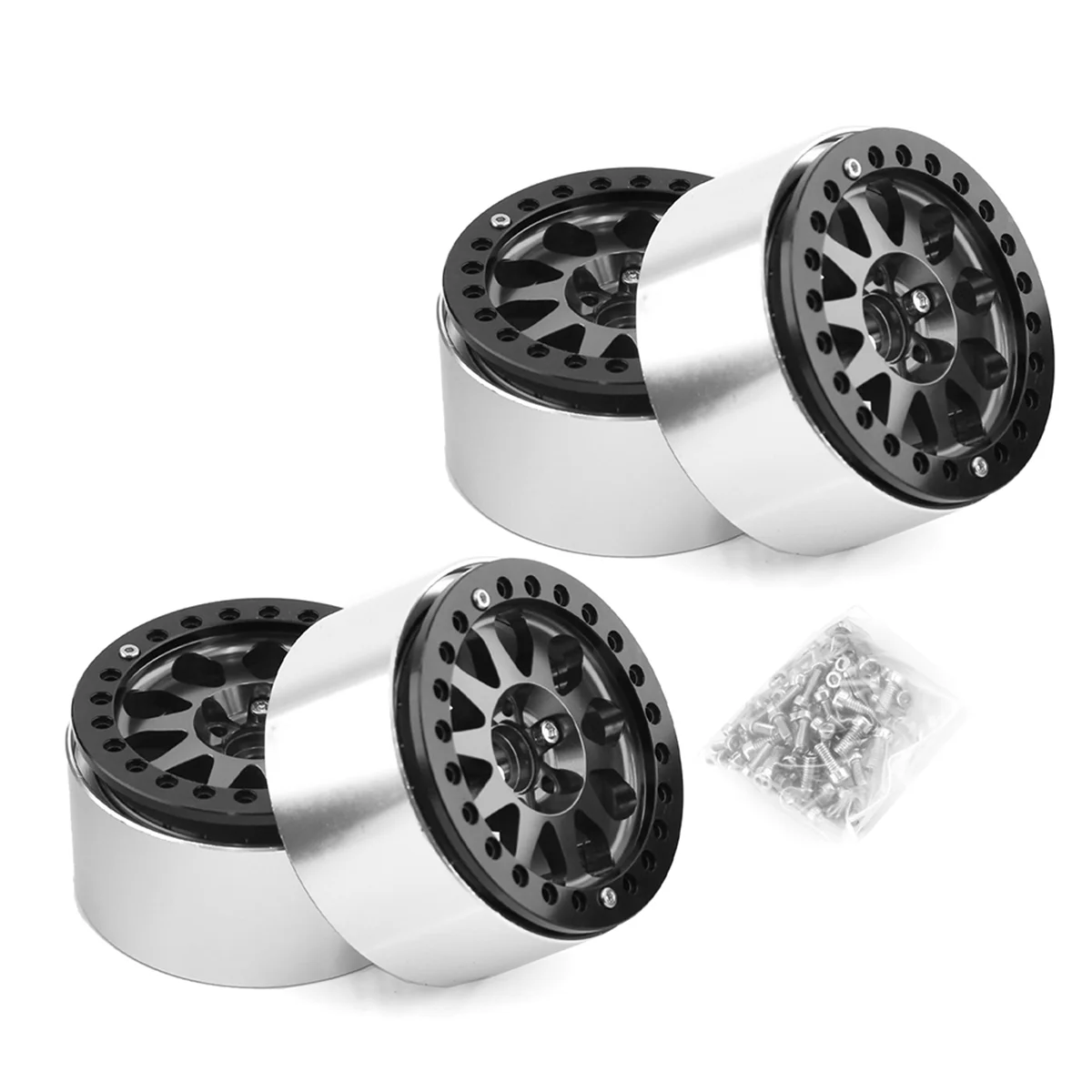 

2.2 Inch Beadlock Wheel Rims Heavy Duty Alloy for 1:10 RC Crawler SCX10 TRX-4 4Pcs-Set Silver