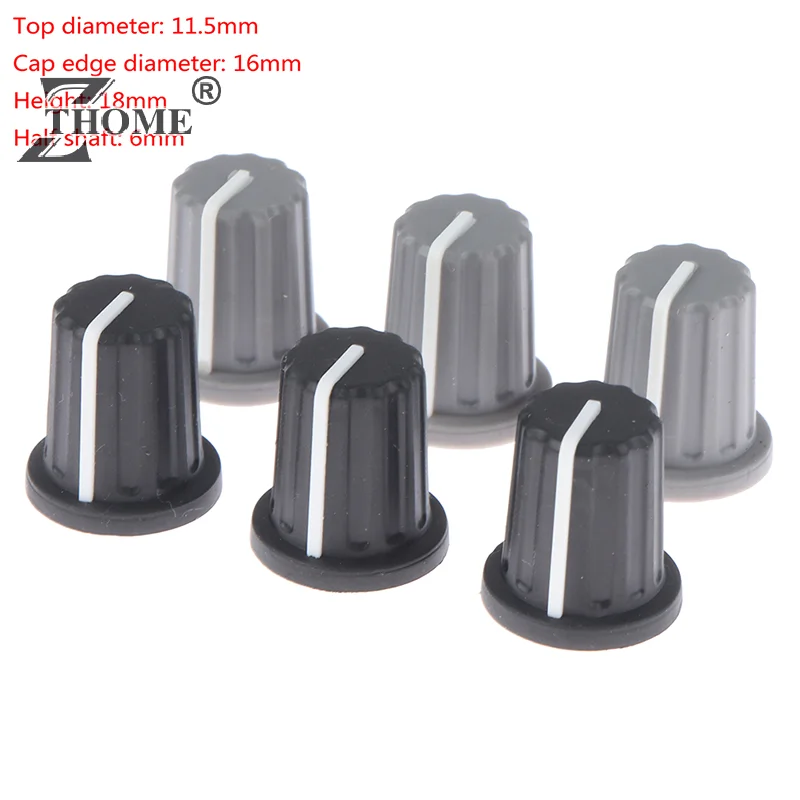 5pcs Soft Rubber Half Shaft Knob Diameter 16mm Height 18mm Potentiometer Encoder Knob 270 Degree D-shaped Inner Hole 6mm