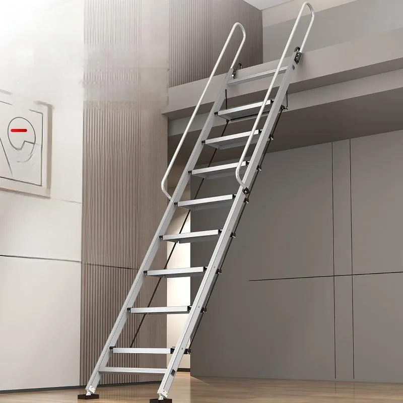 Customized Modern 8-13steps Thickened Aluminum Alloy Folding Staircase Two-Story Platform Staircase Mobile Folding Attic Ladder