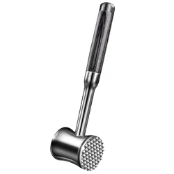 Heavy-duty 304 Stainless Steel Meat Tenderizer, Dual-side Meat Mallet Hammer Pounder with Wooden Handle - Kitchen Tools