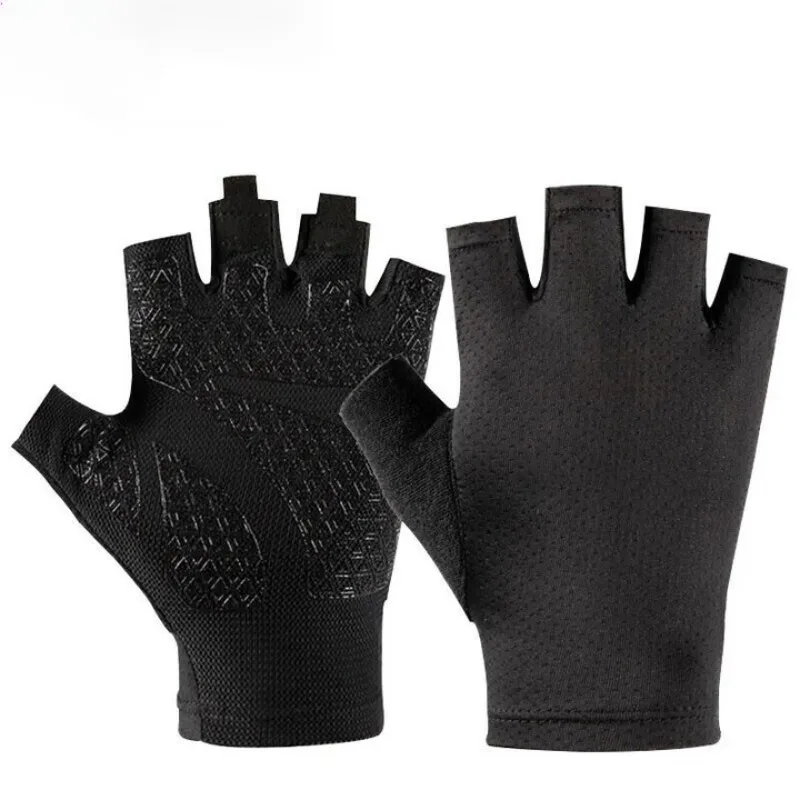 Sarung Tangan Kebugaran Gym Sepeda Motor Berkemah Luar Ruangan Sarung Tangan Uniseks Antiselip Sarung Tangan Tanpa Jari Tahan Benturan Peralatan Bersepeda