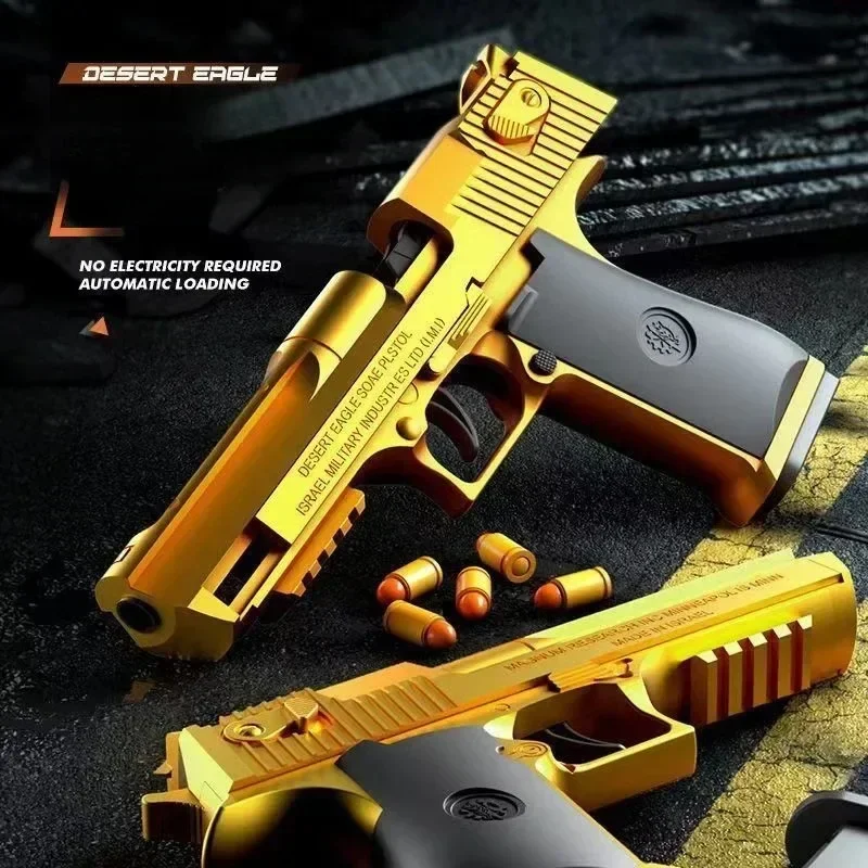 Speelgoedpistool Buitenspel Golden Desert Eagle Shooter Pistool Stressverlichtend speelgoedpistool Luchthangend USP Continu Soft Bullet Launcher
