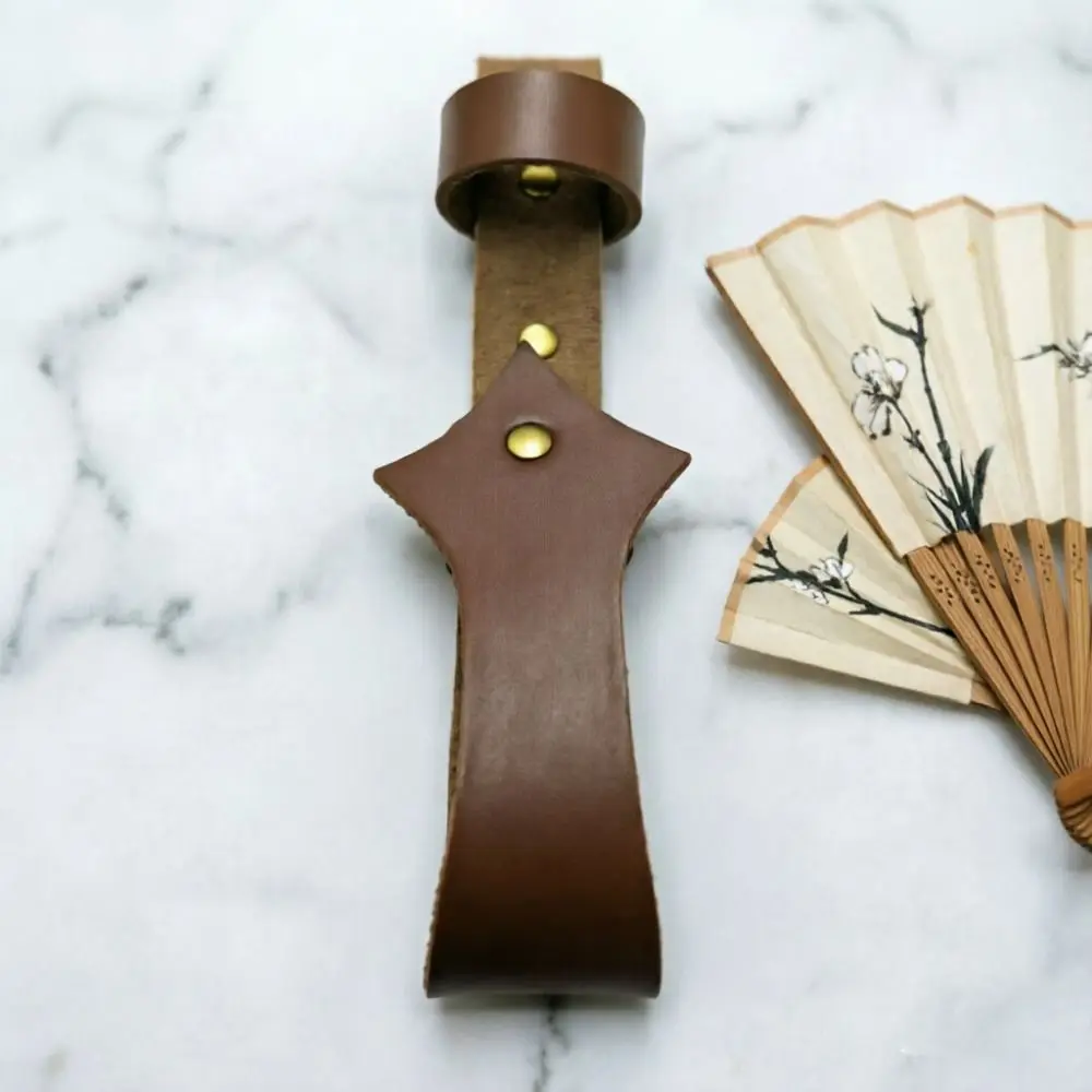 Outfit Match PU Leather Leather Fan Case Belt Loop Vintage Waist Fan Pouch Steampunk Gothic Hand Fan Sleeve Halloween Costume