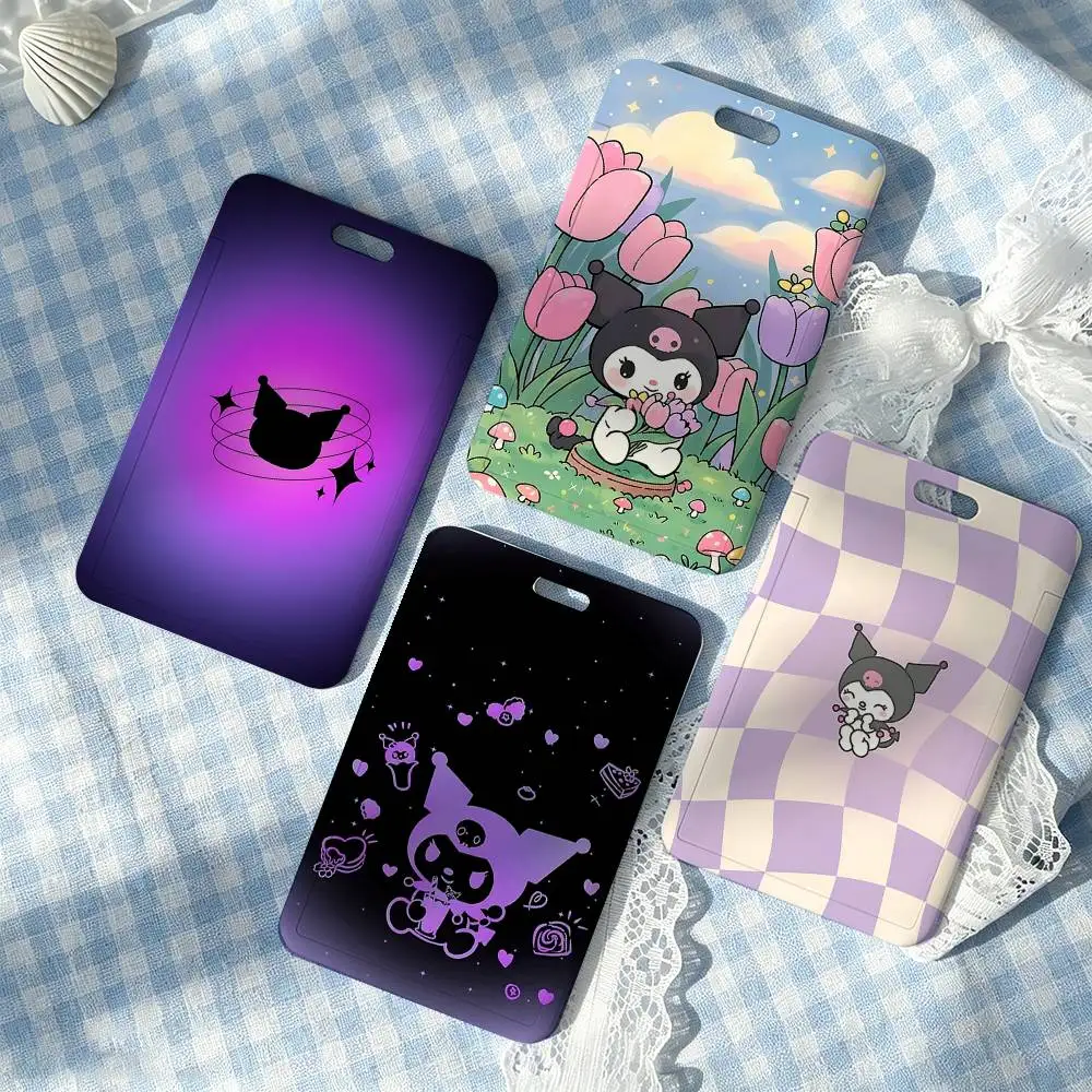 Cute K-Kuromi  Card Holder, Leather Card Storage Box, Key Chain, Access Tag Holder, ID Card Holder, Key Chain