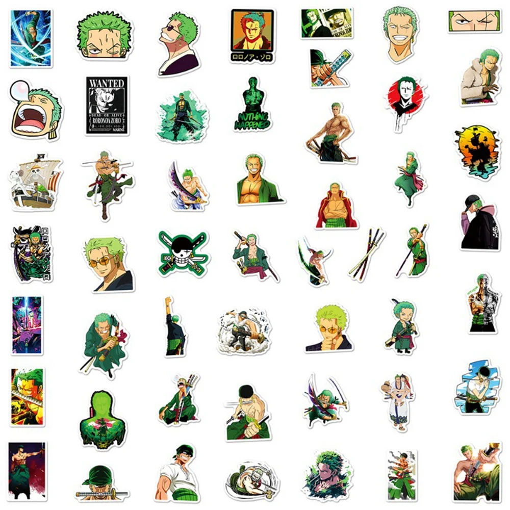 10/30/50pcs Anime ONE PIECE Cool Zoro Stickers Cartoon Graffiti Kids Sticker Toys DIY Skateboard Phone Guitar Waterproof Decals