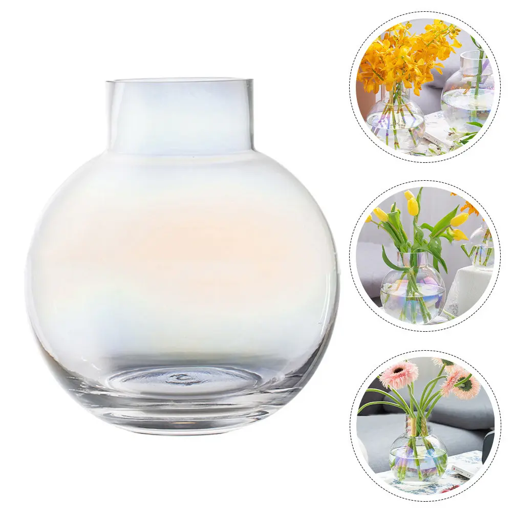 1Pcs Decorative Glass Flower Vase Creative Hydroponic Container Flower Arrangement Vessel for Desktop Household Decor