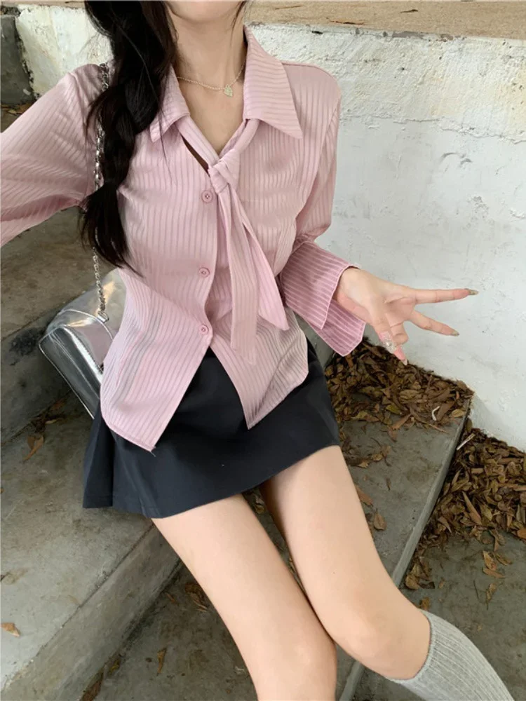 قمصان طويلة الأكمام للمرأة الدانتيل البولكا نقطة فضفاضة تناسب بوهو المؤنث رومانسية أنيقة شاطئ الربيع ملابس يومية الموضة العصرية Ins #5