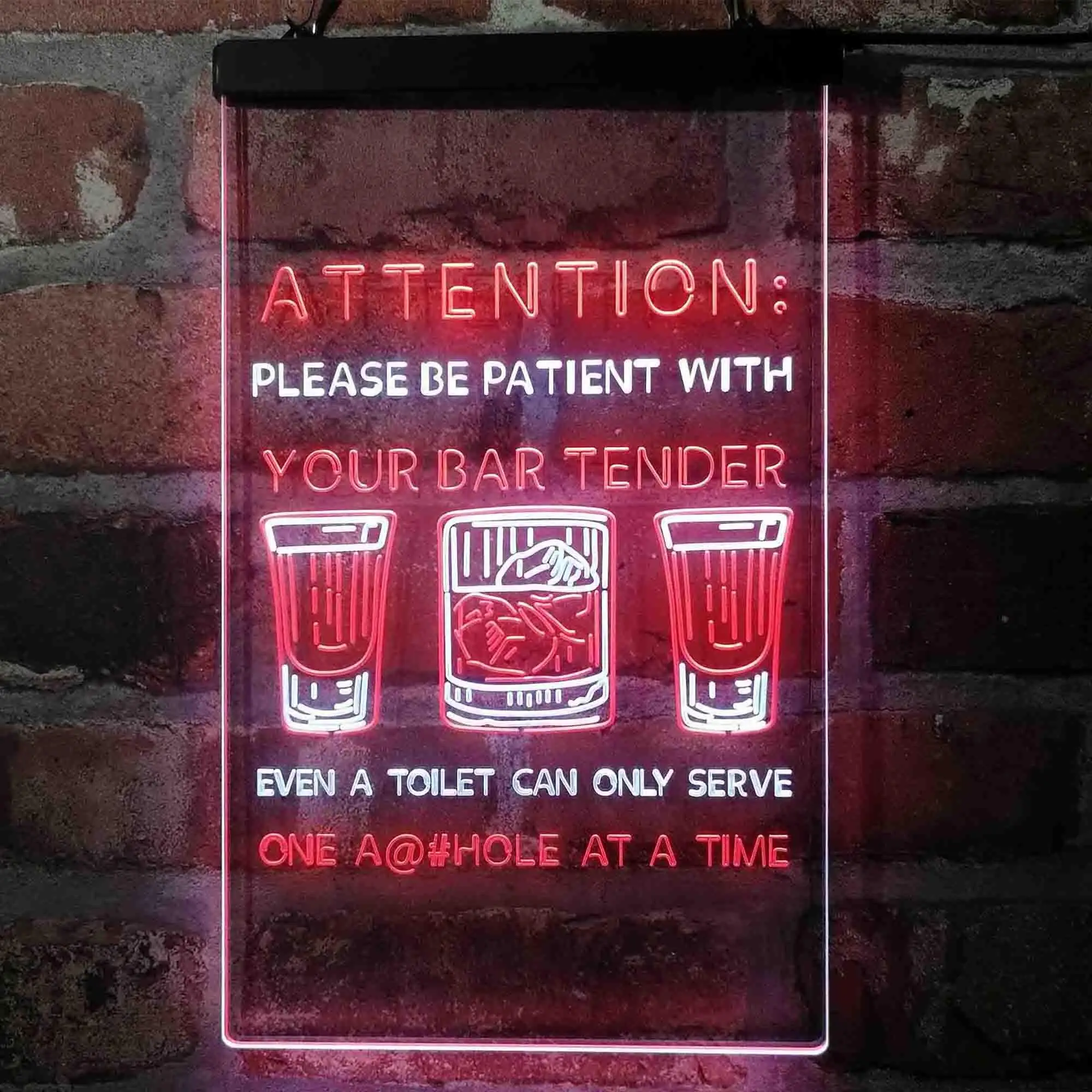 ATTENTION: Be Patient with Your Bar Tender Dual Color Led Neon Sign st6-i4098