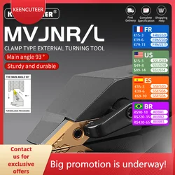 MVJNR/L MVJNR1616 MVJNR2020 MVJNR2525 MVJNR3232 External Turning Tool Holder VNMG16 Carbide Inserts  Lathe Cutting Tools Set