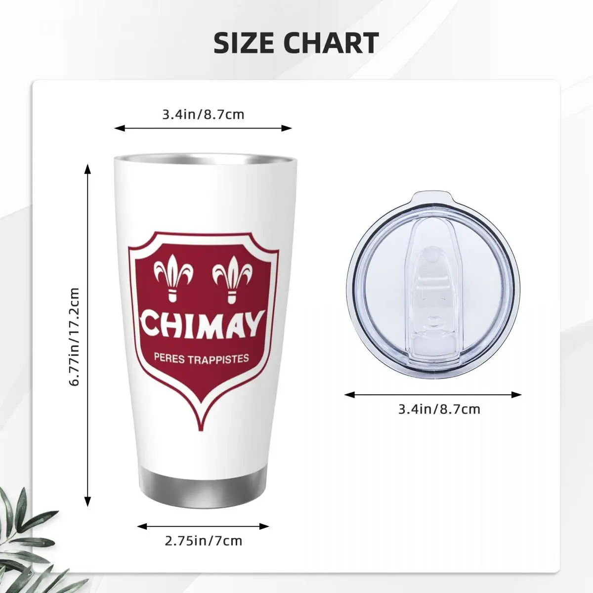 Chimay Stainless Steel Tumbler Vacuum Insulated Mugs Thermal Cold Bottle Straw With Lid 20oz - view 2