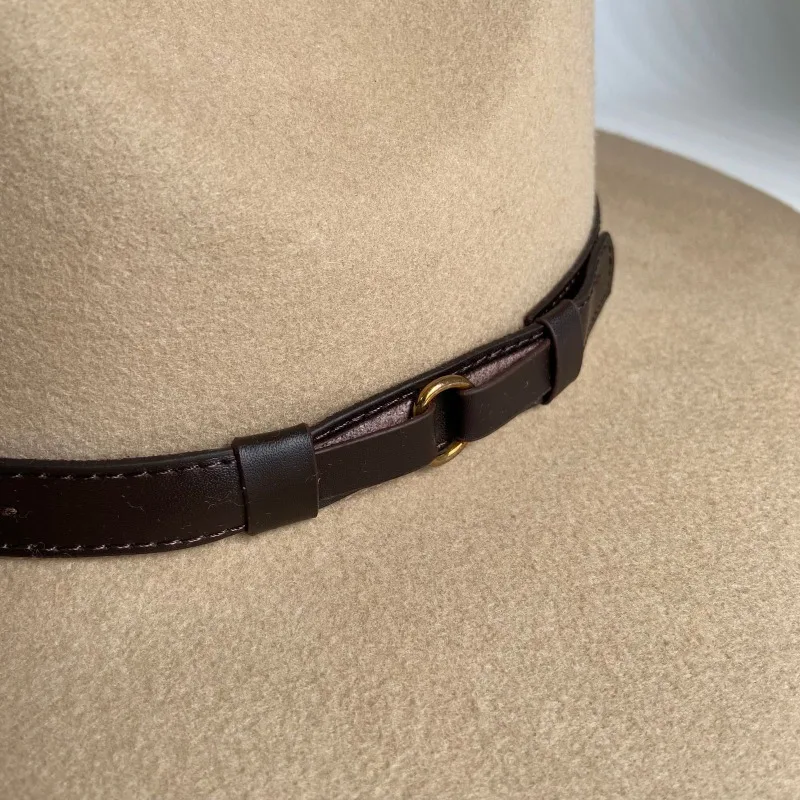 Premium 100%Wool Canadian Mountie Hat RCMP Drill Sergeant Military Campaign Costume Hats Hard Felt Cap Woolen Chapeau