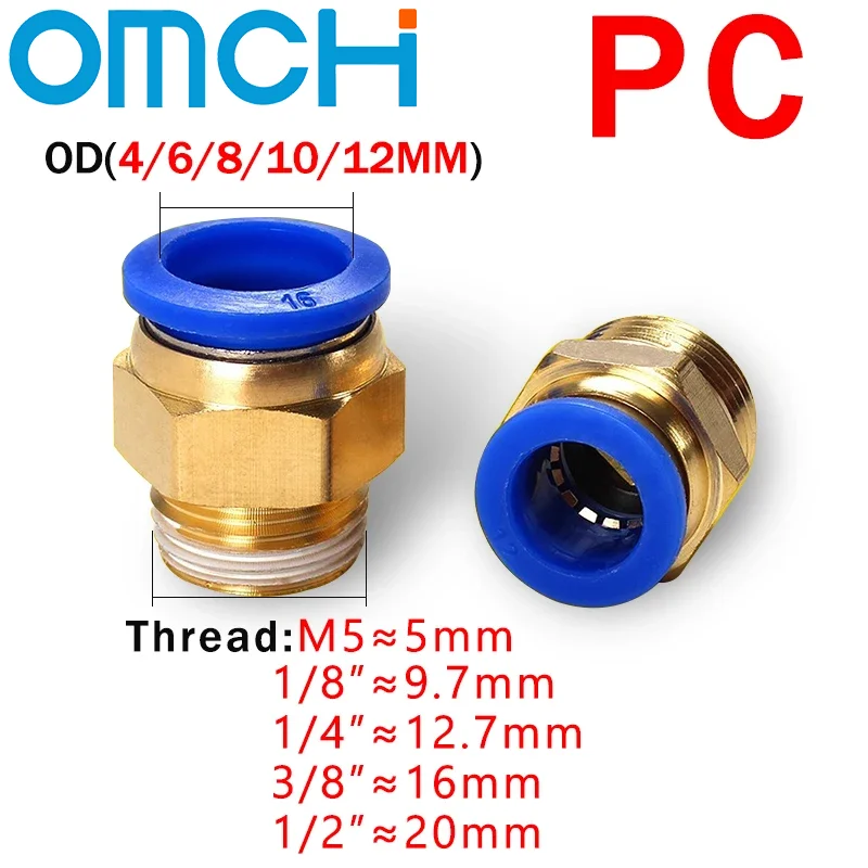 Pneumatic Pipe Fittings PC 4mm 6mm 8mm 10mm 12mm Hose Tube 1/8