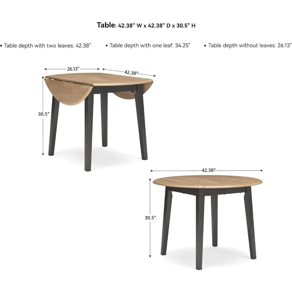 Design by Ashley Gesthaven Contemporary Dining Drop Leaf Table with 4 Legs, Light Brown & Dark Brown