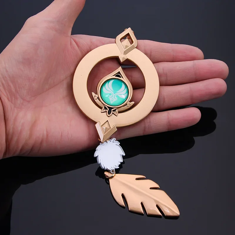 Eye of God Keychain Game Barbatos vendi Vision Geo Cryo Dendro Electro Element Symbol Fashion Metal Feather Pendant Gift Friends