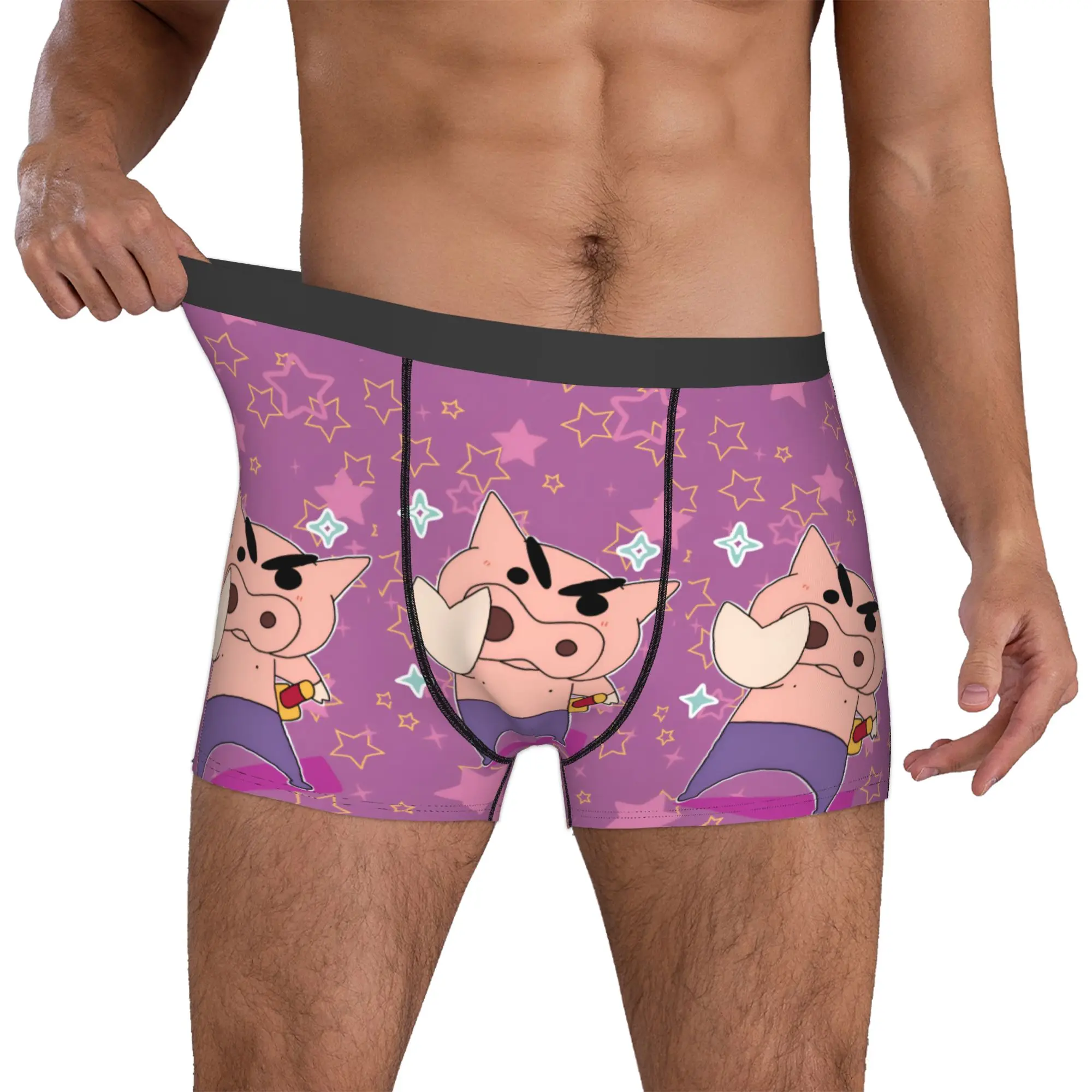 Calzoncillos Boxer Personalizados para Hombre, Divertidos, con Estampado de Shin-chan, Elásticos, Tipo Bóxer