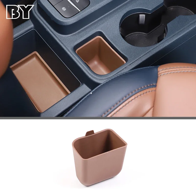 

TPE Brown Car Center Console Cup Holder Rear Storage Slot Mat Tray Organizer For Ford Maverick 2022 Car Interior Accessories