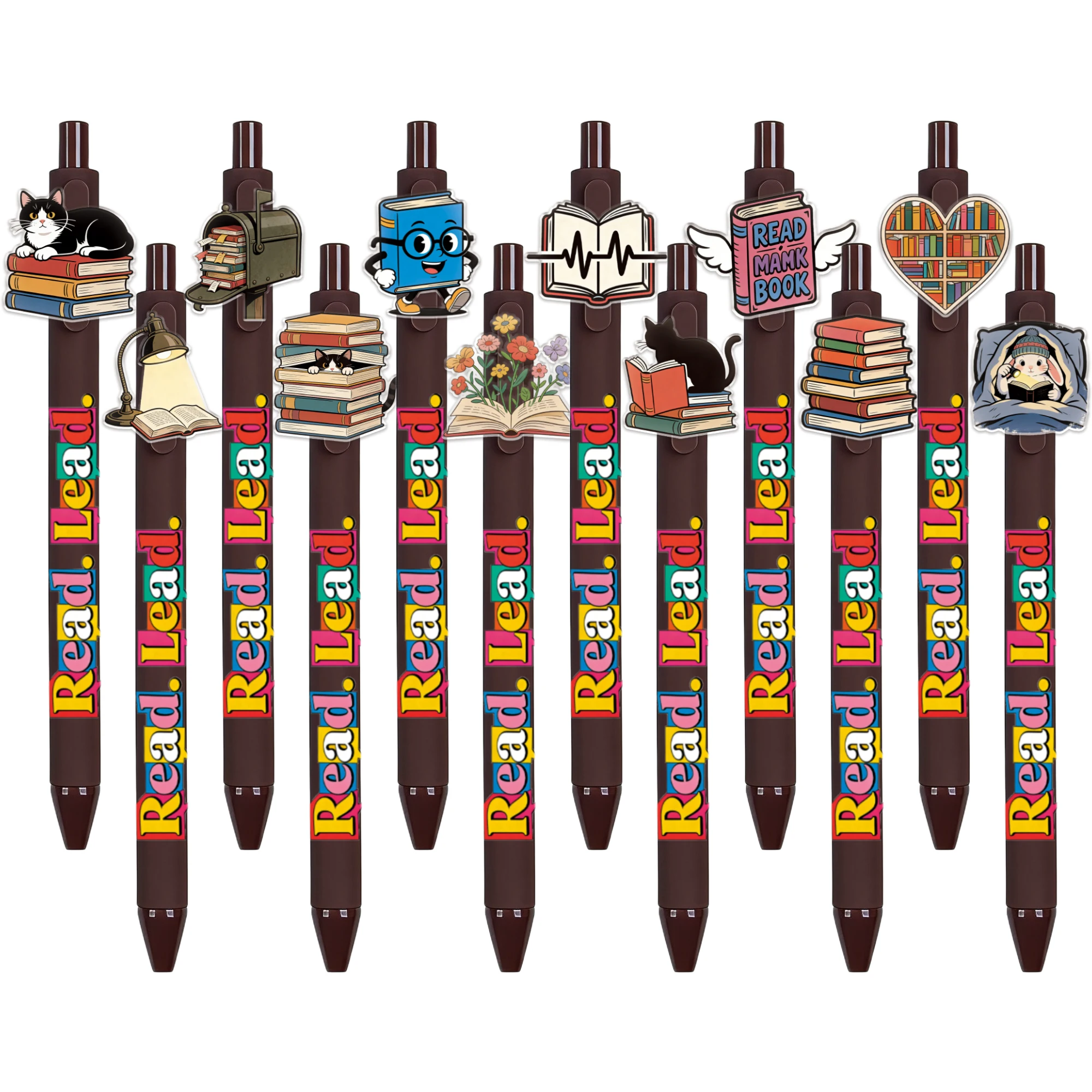 

8PCS/12PCS Reading Theme Ballpoint Pen Book Shape Smooth Writing Pen Student Stationery