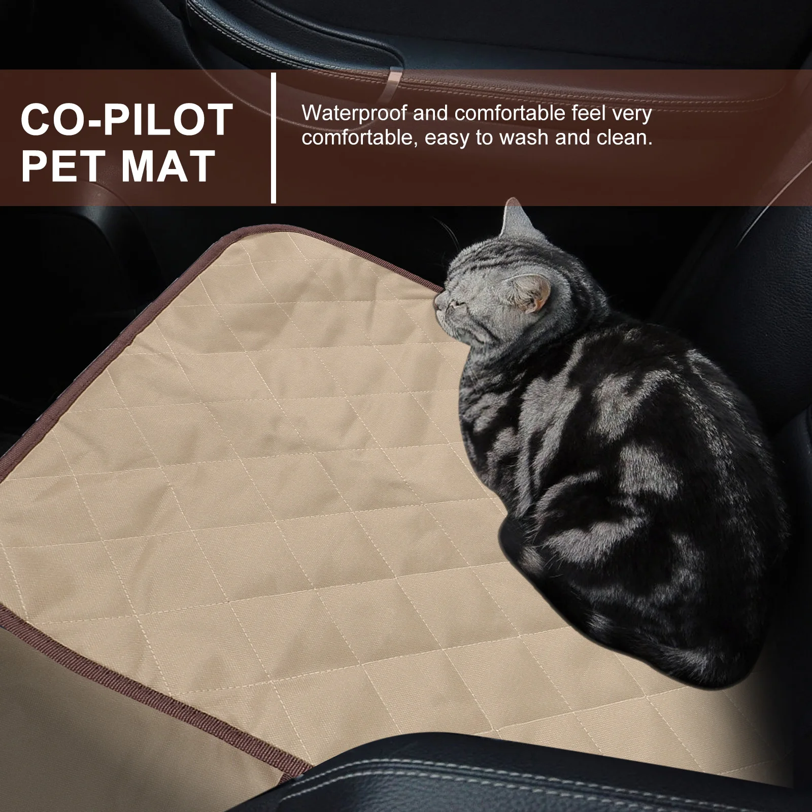 

Pet Car Seat Cover Front Waterproof Dog Mat High Quality Scratch Resistant Simple Design Easy to Install Fits All Cars for Safe