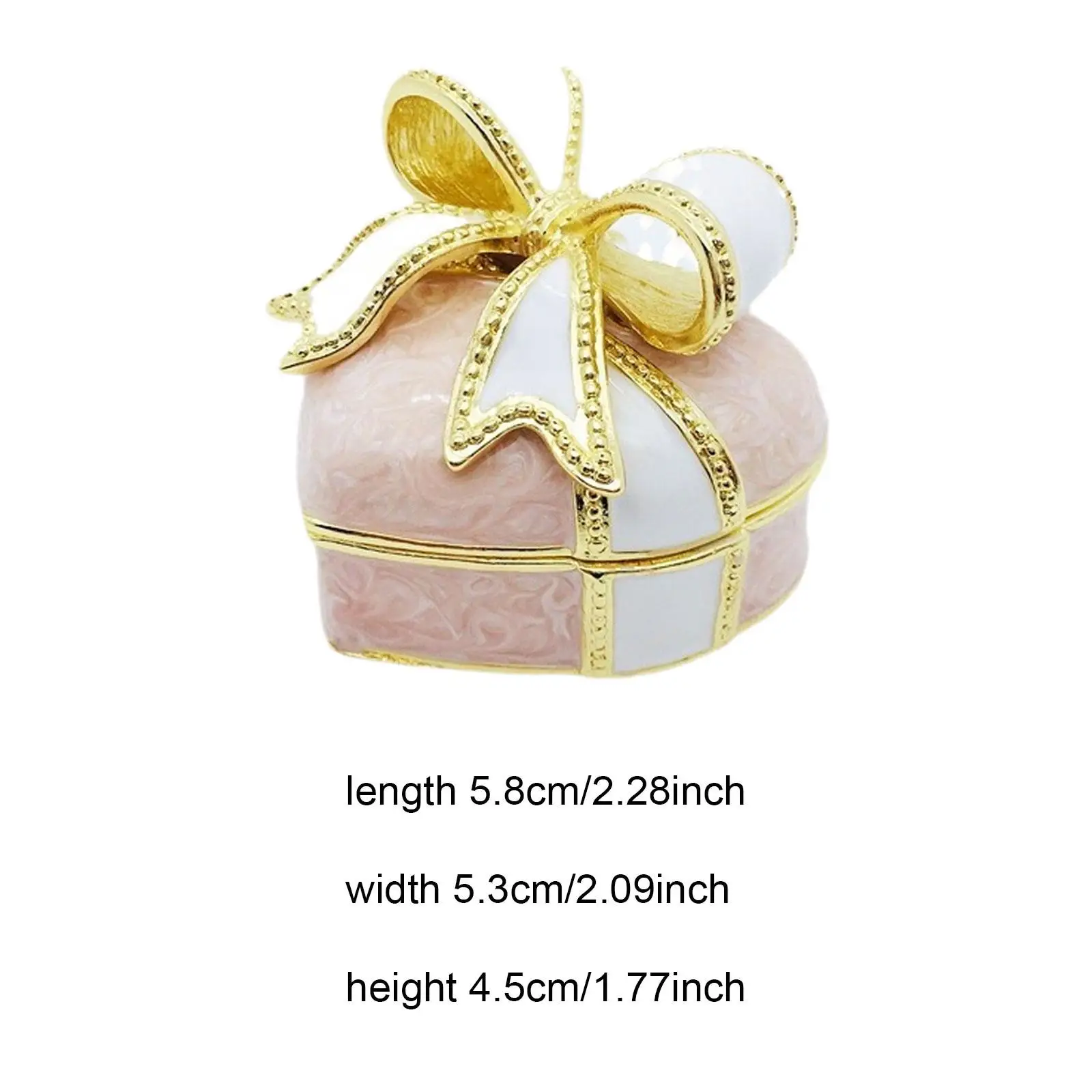 Alloy Heart Bow Jewelry Box Desktop Trinket Holder Compact Organizer for Women Girls Gift Storage Accessories