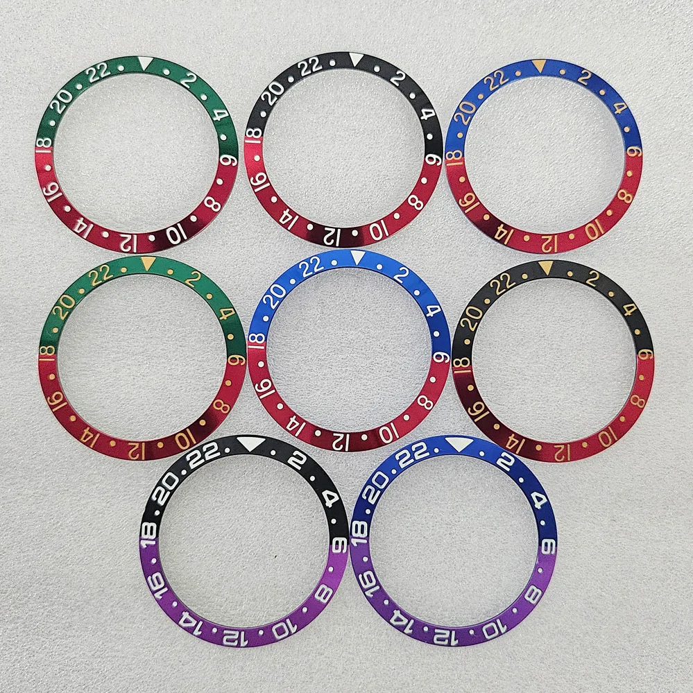 38mm Outer 30.5mm Inner Two-Tone Aluminum Magnesium Watch Bezel Fit 40mm Diver GMT Case Watch Mod Parts Watch Accessories