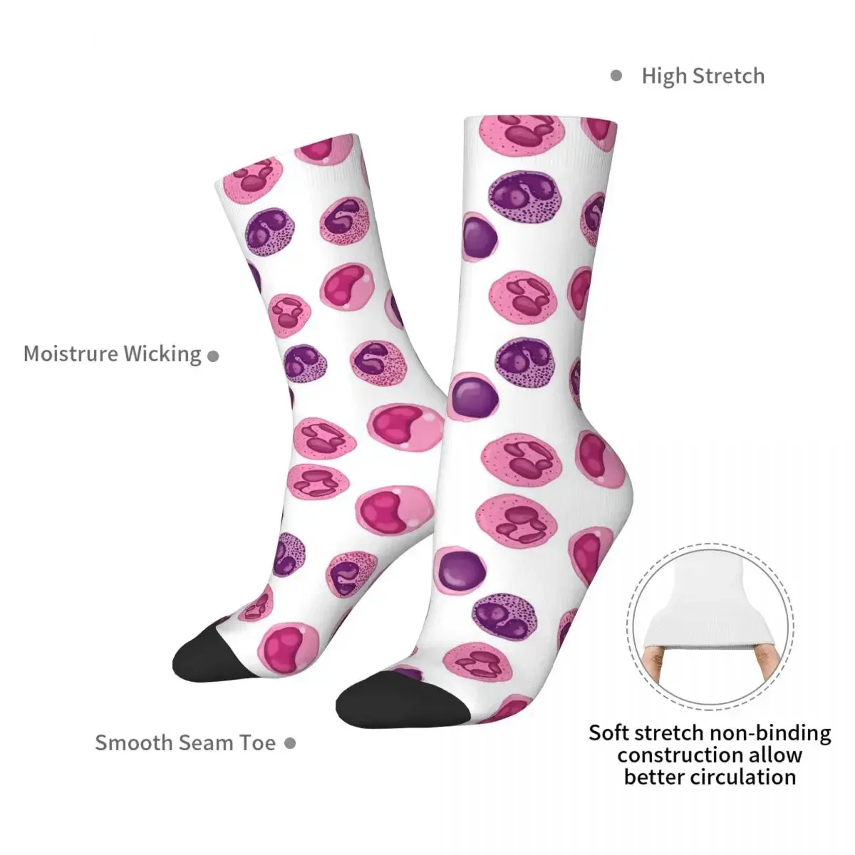 White Blood Cells Socks Harajuku High Quality Stockings All Season Long Socks Accessories for Unisex Birthday Present