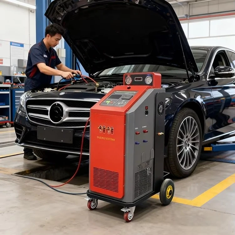 Automotive Dual System Air Condition Fully Automatic R1234yf R134a Refrigerant Recharge Gas Filling Car AC Recovery Machine