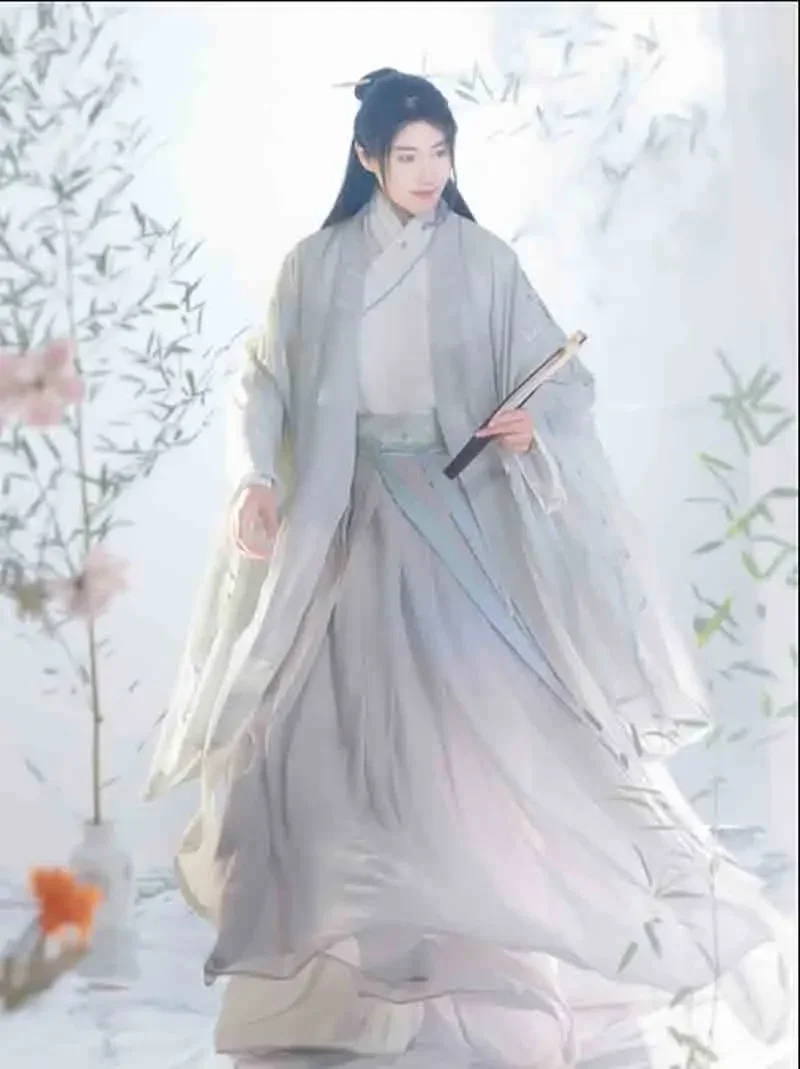 Plus ขนาด 4XL Hanfu ผู้ชายและผู้หญิงจีนเย็บปักถักร้อย Hanfu คู่คอสเพลย์เครื่องแต่งกายแฟนซีชุดสีเขียว/สีเทา/ สีขาว Hanfu แจ็คเก็ตสําหรับชาย