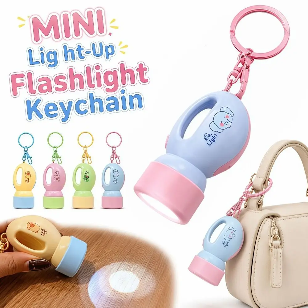 MINI Light-Up Flashlight Keychain Lightweight Versatile Night Light Pendant Multifunctional Cartoon LED Bag Charm