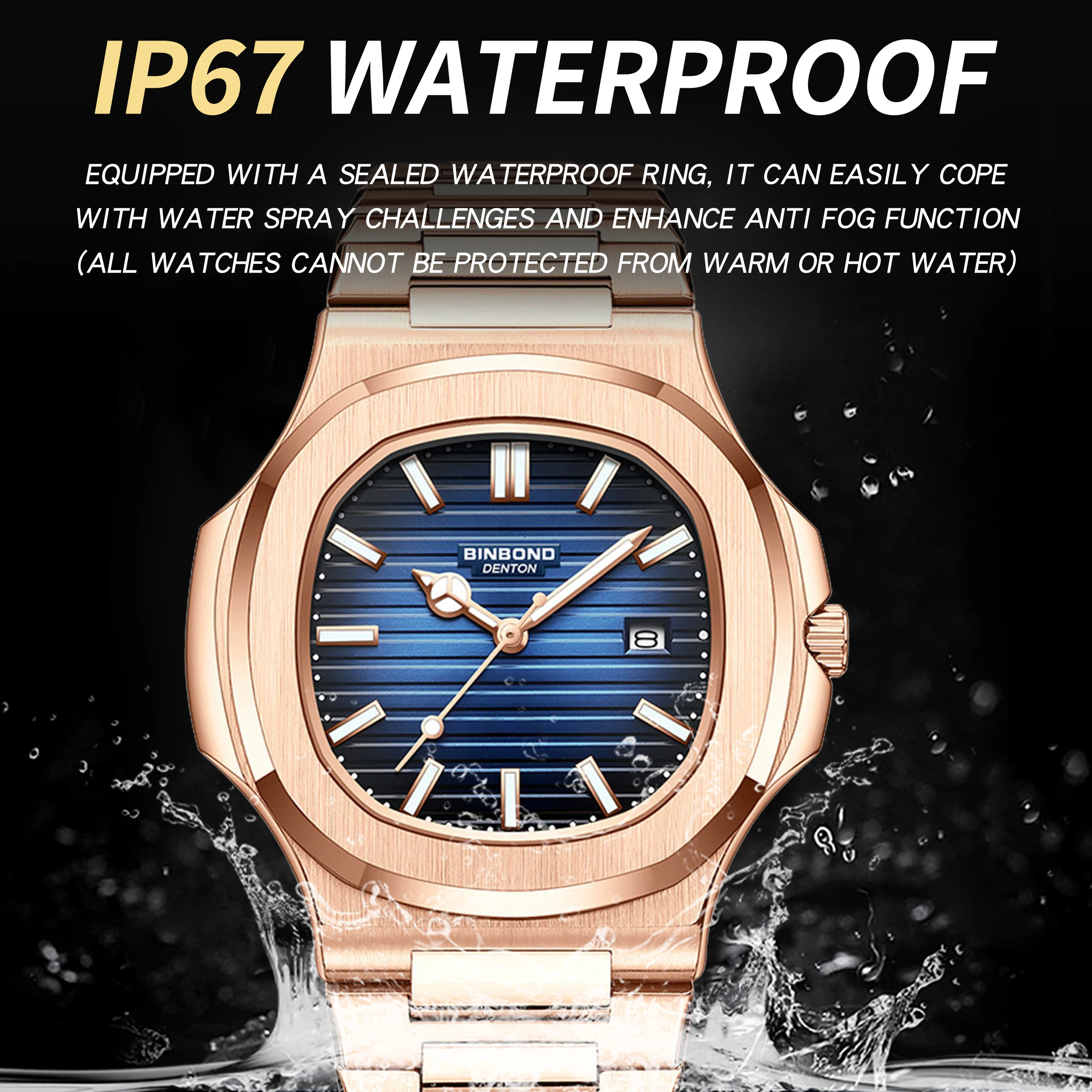 BINBOND Original Sturdy Quartz Wristwatches For Men Auto Date Accurate Men's Watch Casual Luxury Luminous Waterproof Reloj image 6